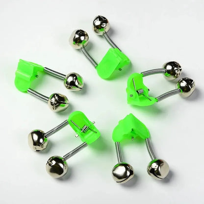 5/10pcs Fishing Bite Alarms Fishing Rod Bells Tip Clip Bells Ring Green ABS Fishing Accessory Outdoor Pole Fish Bites Indicators