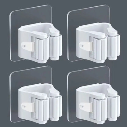 Household Bathroom Hole-free Mop Rack Broom Holder Holder Broom Storage Rack Seamless Transparent Mop Hanger