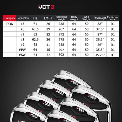PGM-Complete Full Golf Club Set for Men,Club,Right Hand,Complete Beginner's Training,Golf Rod,9,12 Branch,VCT3 Generation,MTG031