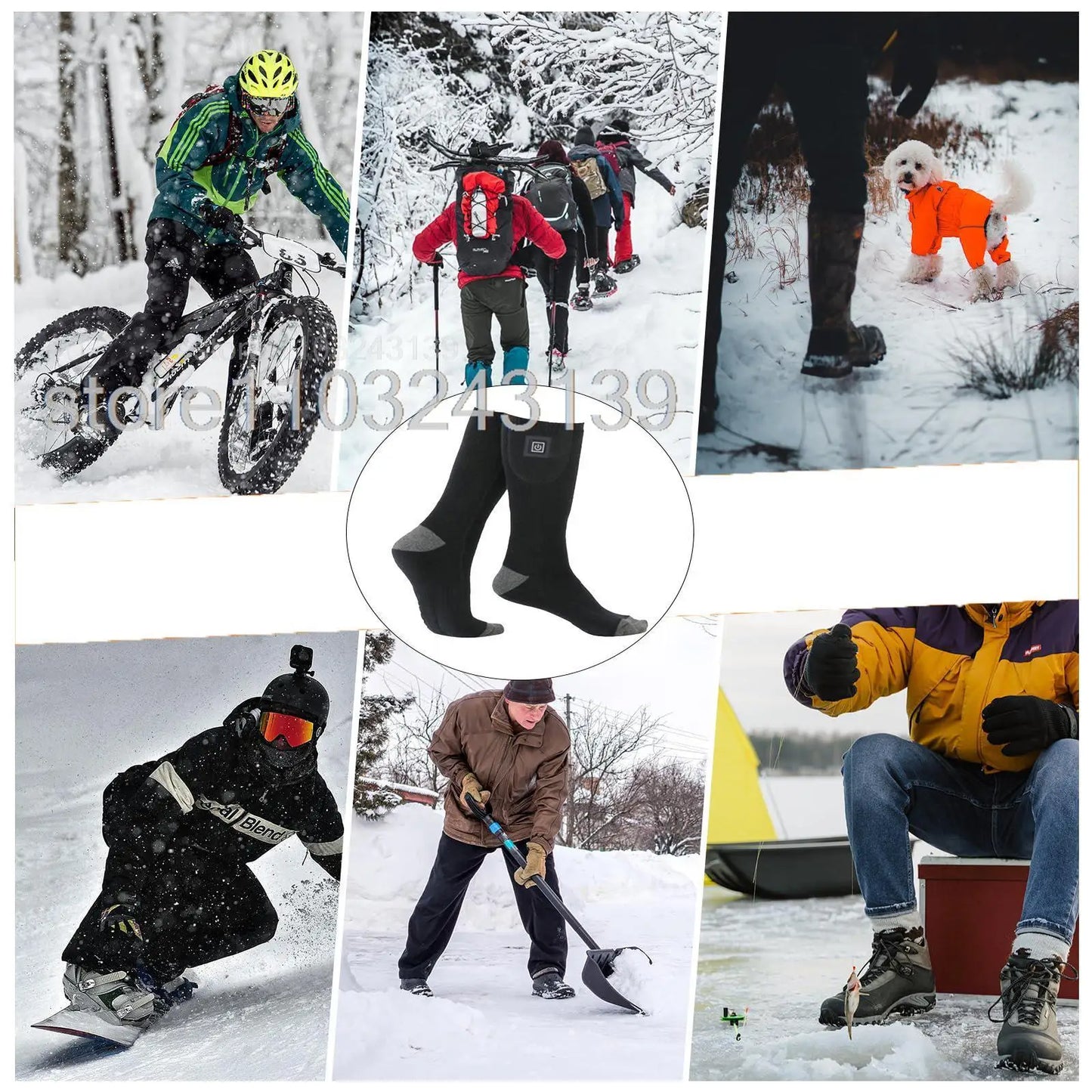 Winter Heated Socks Rechargeable Heating Socks With Battery Case Heated Socks Warmth Outdoor Heated Boots Snowmobile Winter Ski
