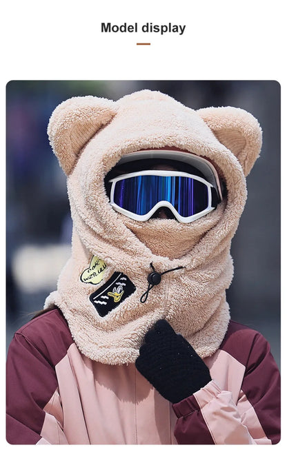 Animal Ear Ski Helmet Cover Bear Cat Ear Skiing Warmer Comfortable Soft Fleece Winter Warm Skiing Head Warmer Ski Accessories