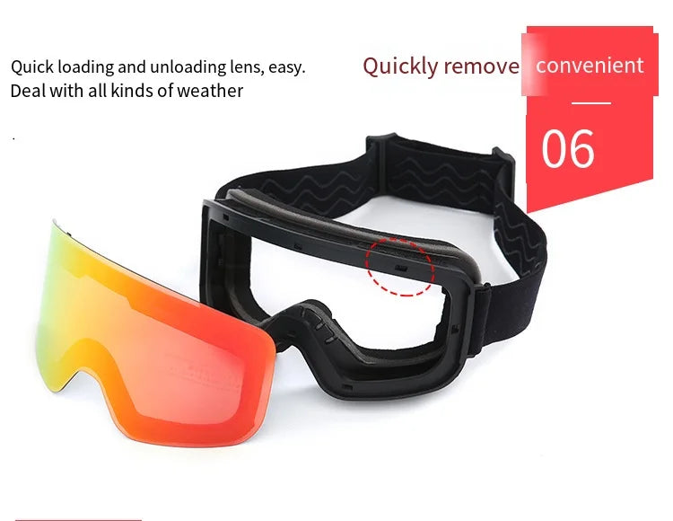 Big Ski Snowboard Goggles Women Men Skiing Eyewear Mask UV 400 Snow Protection Over Glasses Adult Double Anti-Fog Cylindrical