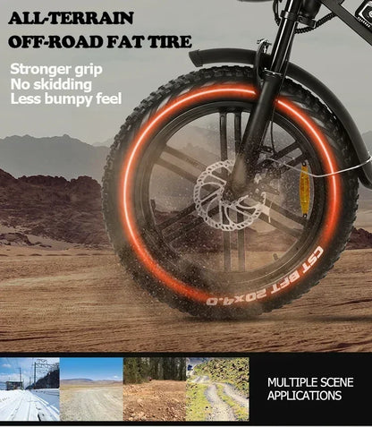 Upgraded Mode V20 Electric Bicycle 1000W 15AH Ebike 20 Inch Fat Tire Electric City Mountain Bike Unisex Electric Bike