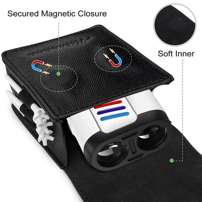 Golf Rangefinder Case Premium Leather for Bushnell Callaway Universal Range Finder arry Bag with Tee Holder, Belt Clip for Most