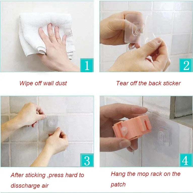 Wall Mounted Mop Organizer Holder Brush Broom Hanger Home Storage Rack Suction Cup Hanging organizers Pipe Hooks racks storage