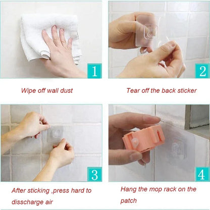 Wall Mounted Mop Organizer Holder Brush Broom Hanger Home Storage Rack Suction Cup Hanging organizers Pipe Hooks racks storage