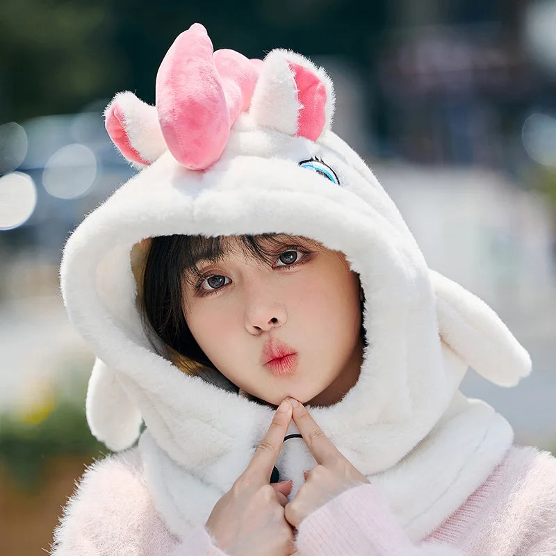Cute Beautiful Cartoon Ski Helmet Cover Comfortable Soft Cycling Skiing Helmet Hat Lovely Winter Warm Plush Cap for Girl Women