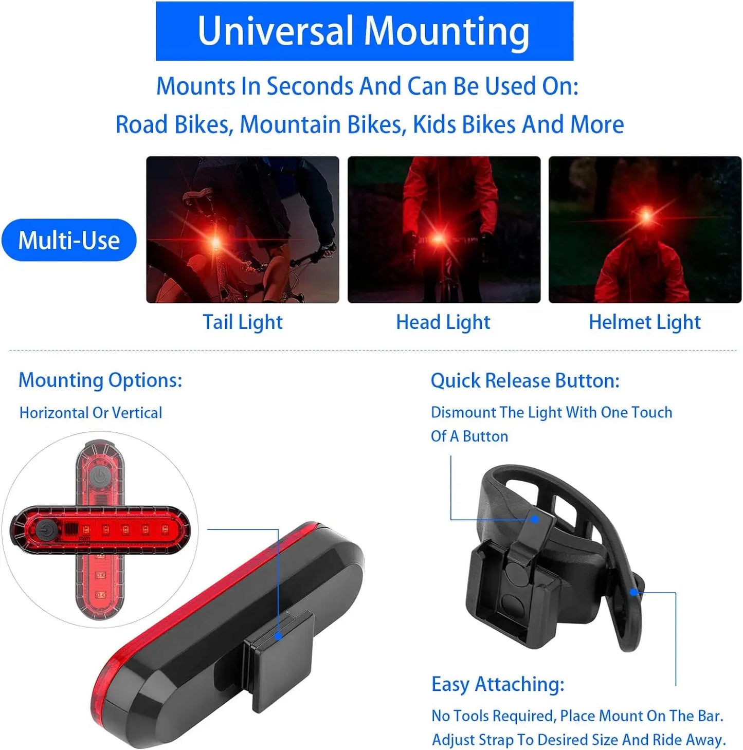 Bicycle Taillight MTB Red Light Bike Rear Light Cycling Warming Safety Lamp USB Rechargeable Led Bike Light Bike Accessories