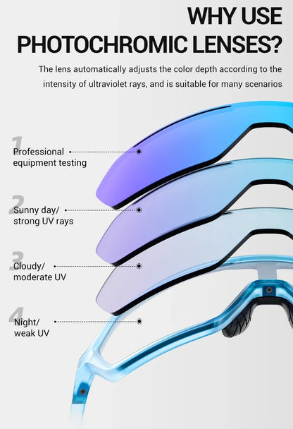 SCVCN Color Photochromic Cycling Glasses UV400 Sunglasses for Men Women Driving Glasses MTB Road Bike Sport Eyewear Running