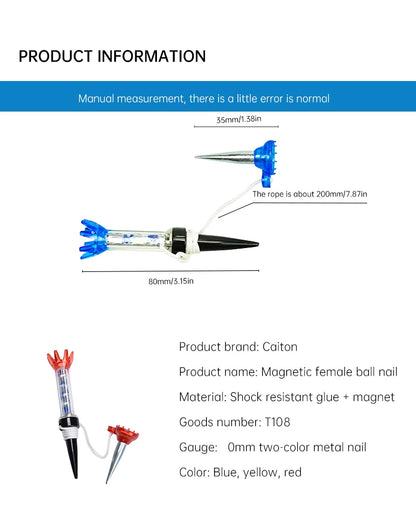 Caden Golf Detachable Metal Tee 2pcs2.76in and 3.15in, Red And Blue Two-color High-quality Magnetic Tee, Friction Small Golf Tee