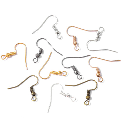 100-300pcs/Lot Hypoallergenic Earring Hook Kit Mix-color Ear Wires Fish Hooks Open Jump Rings Earplugs For DIY Jewelry Making