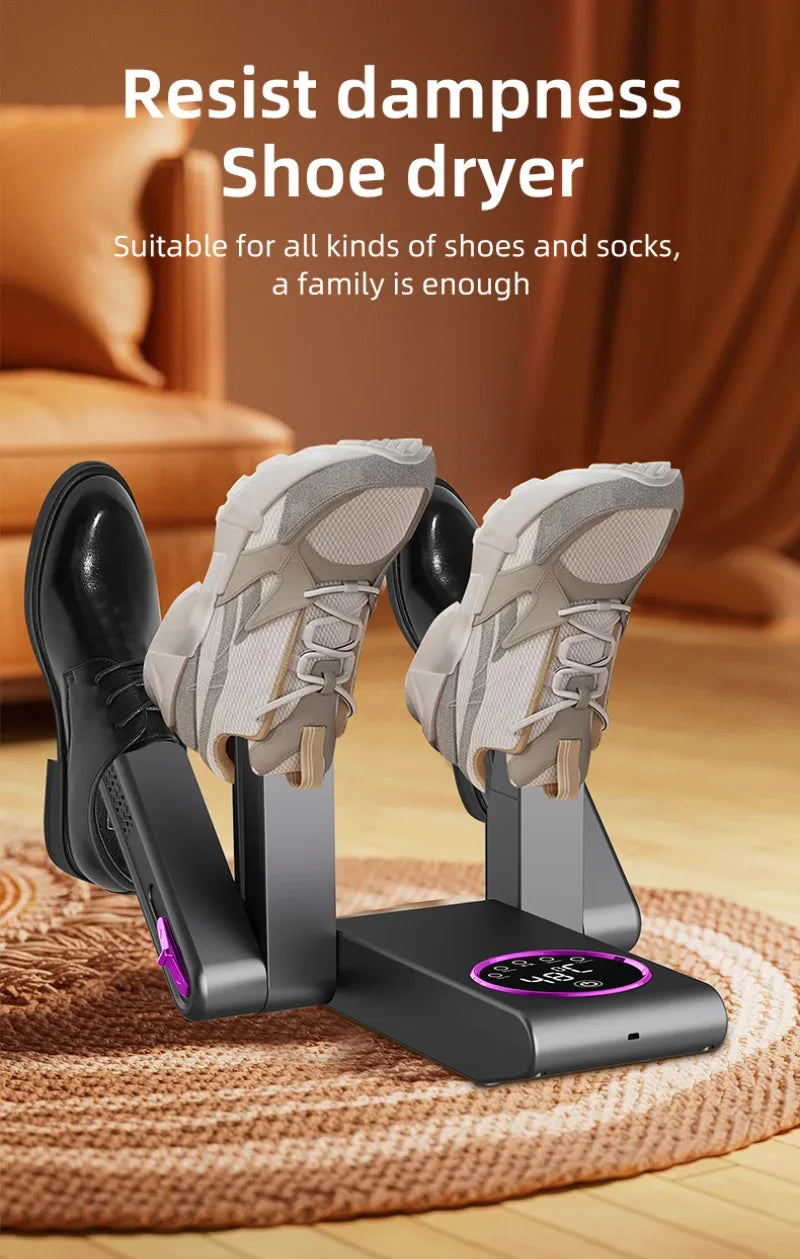 Portable Shoe Dryer Electric Shoe and Boot Dryer 180° Folding Design Smart Display for Shoes Gloves Hats Socks Ski Boots