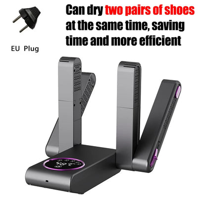 Portable Shoe Dryer Electric Shoe and Boot Dryer 180° Folding Design Smart Display for Shoes Gloves Hats Socks Ski Boots