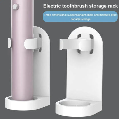 Wall-Mounted Electric Toothbrush Holder Plastic Tooth Hook Razor Rack Storage Space Shelf Bathroom Home Accessories Saving V9P0