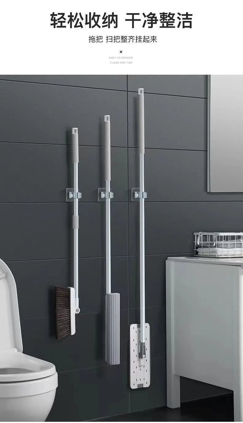 Household Bathroom Hole-free Mop Rack Broom Holder Holder Broom Storage Rack Seamless Transparent Mop Hanger