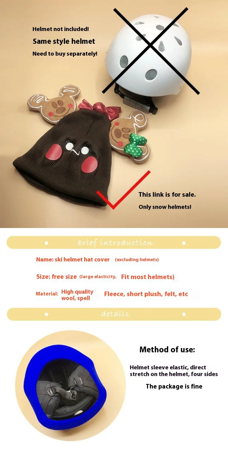 Ski Helmet Cover Decoration, Cute Cartoon Half Helmet Cover for Kids, Suitable for Electric Scooters Adult Helmet Decoration Hat