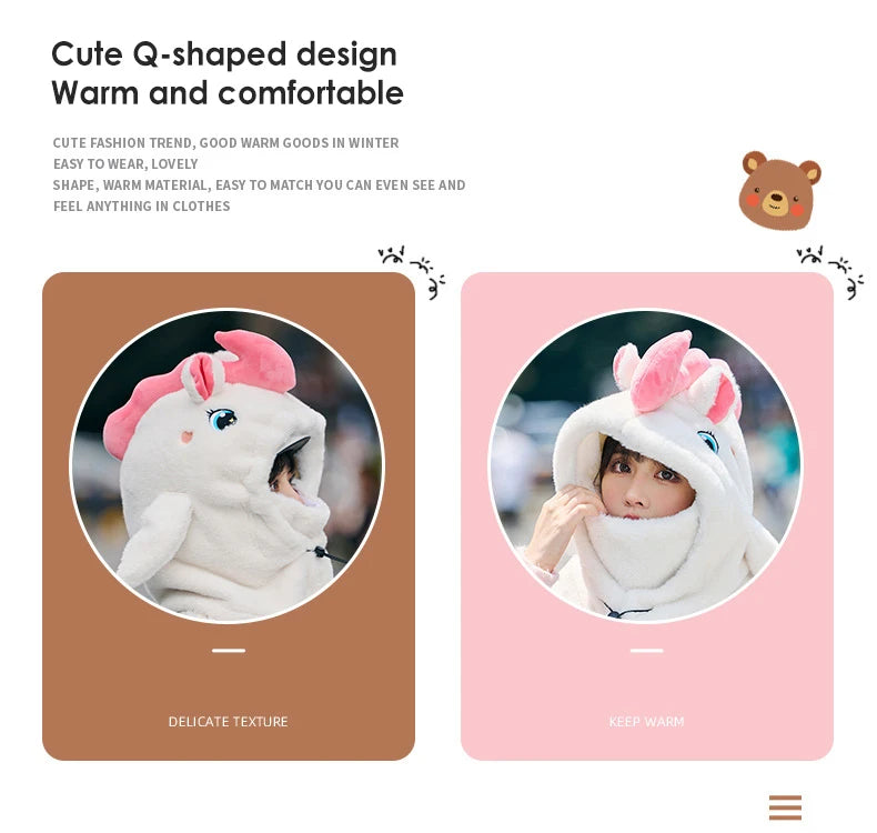 Unicorn Ski Helmet Cover Cartoon Neck Warmer Winter Hat Comfortable Skiing Head Warmer Cute Ski Helmet Hood Ski Accesories