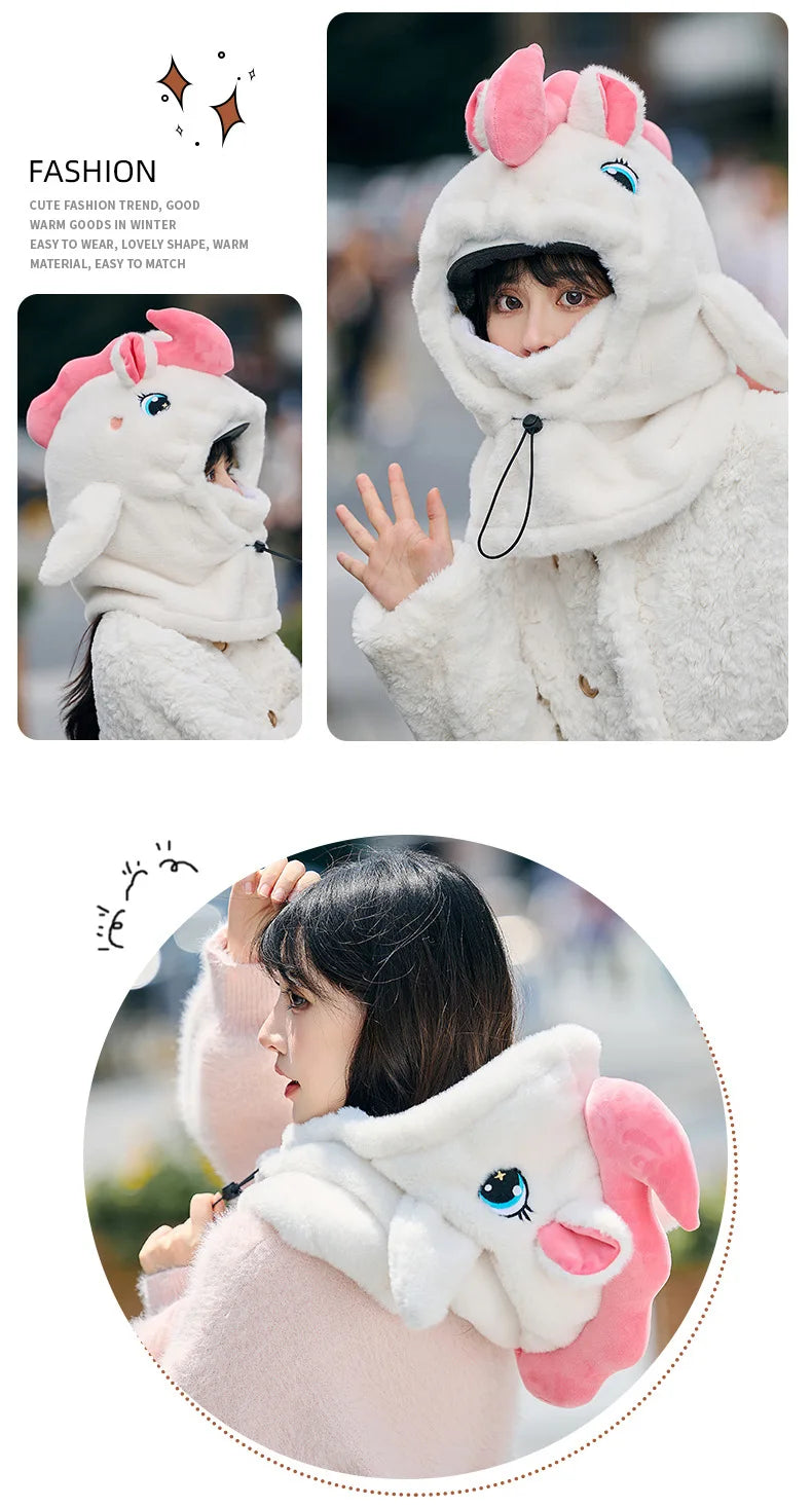Unicorn Ski Helmet Cover Cartoon Neck Warmer Winter Hat Comfortable Skiing Head Warmer Cute Ski Helmet Hood Ski Accesories
