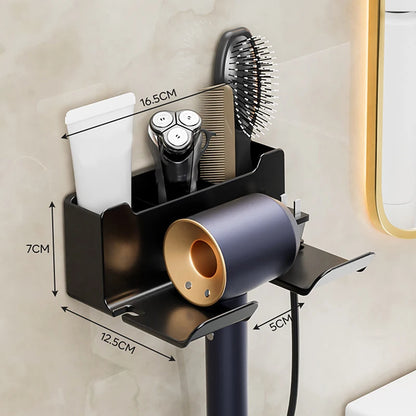 Hair Dryer Holder Wall Mounted Wall Dryer Cradle White Black GreyHairdryer Blow Dryer Organizer For Bathroom Bathroom Shelves