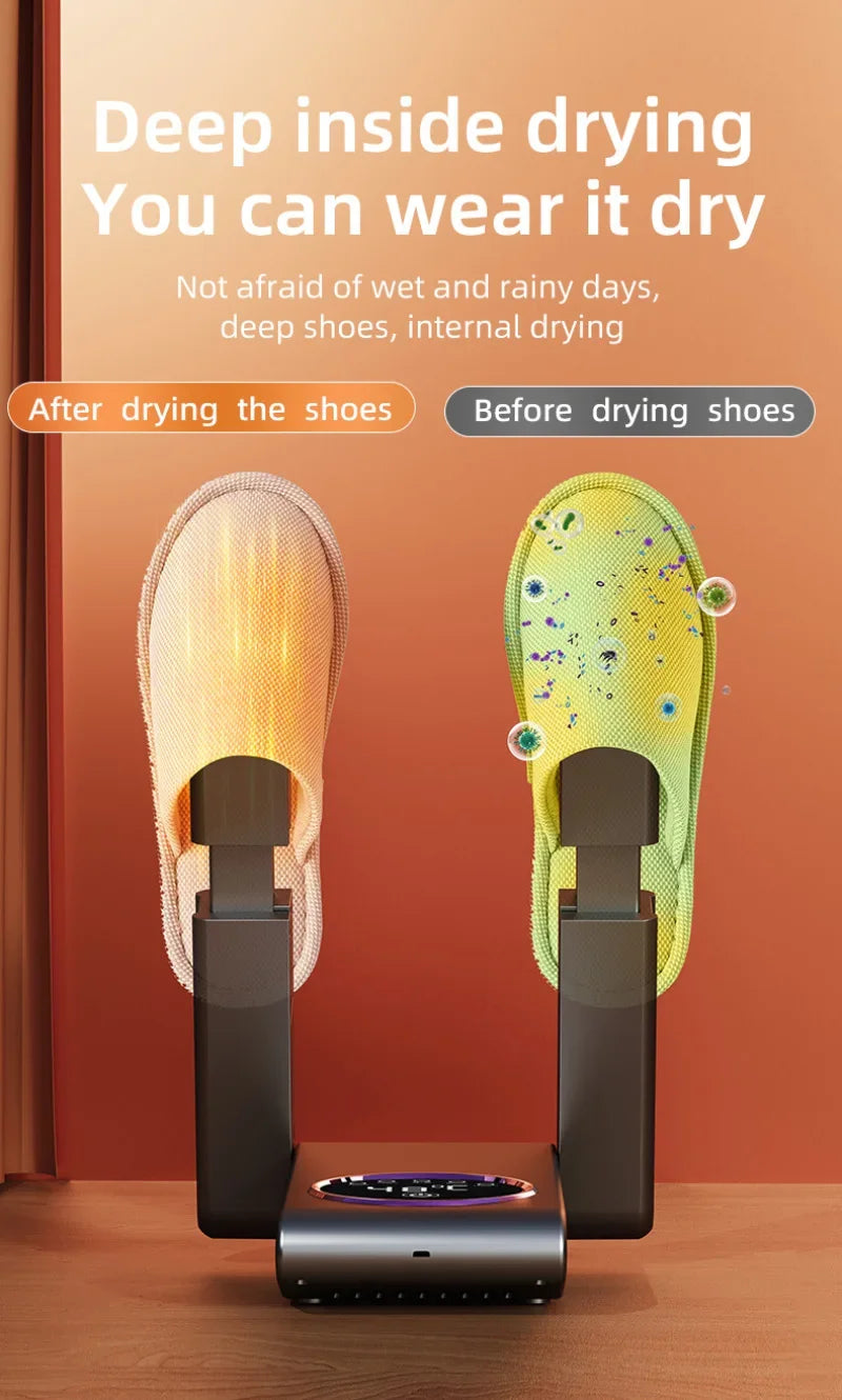 Portable Shoe Dryer Electric Shoe and Boot Dryer 180° Folding Design Smart Display for Shoes Gloves Hats Socks Ski Boots