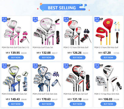 PGM child Golf Club Sets kids Learning Iron Carbon Putter Headcover Bracket Bag 120-165cm Height Boy Kids Junior Clubs JRTG005