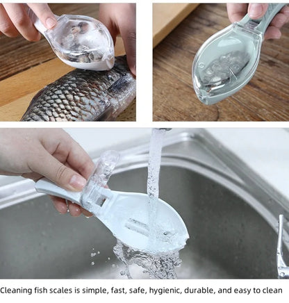 Kitchen Household Scale Scraper With Lid, Fish Scale Scraper, Manual Descaling, Brushing Of Fishing Tools