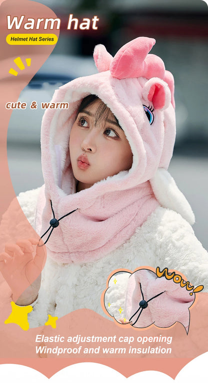 Unicorn Ski Helmet Cover Cartoon Neck Warmer Winter Hat Comfortable Skiing Head Warmer Cute Ski Helmet Hood Ski Accesories
