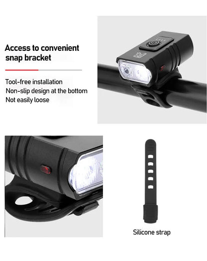 Bike Light T6 LED Bicycle Front Lamp Type-C Rechargeable MTB Headlight Flashlight Waterproof Outdoors Night Cycling Accessories