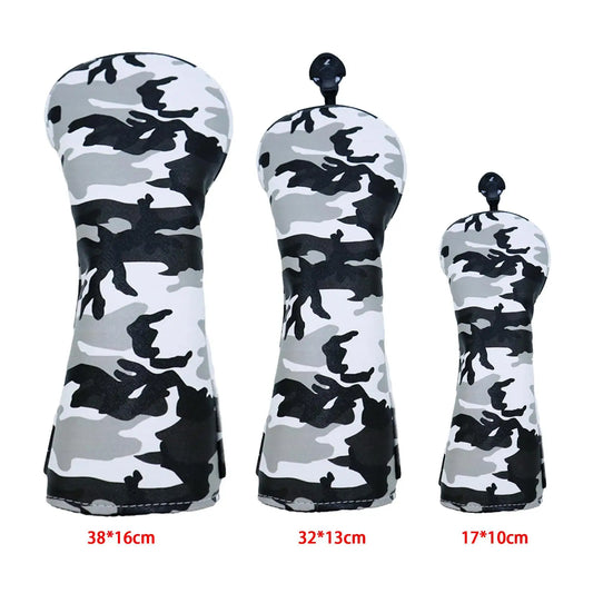 Durable Camo Golf Wood Head Cover Driver Fairway Headcover Sleeve Protector