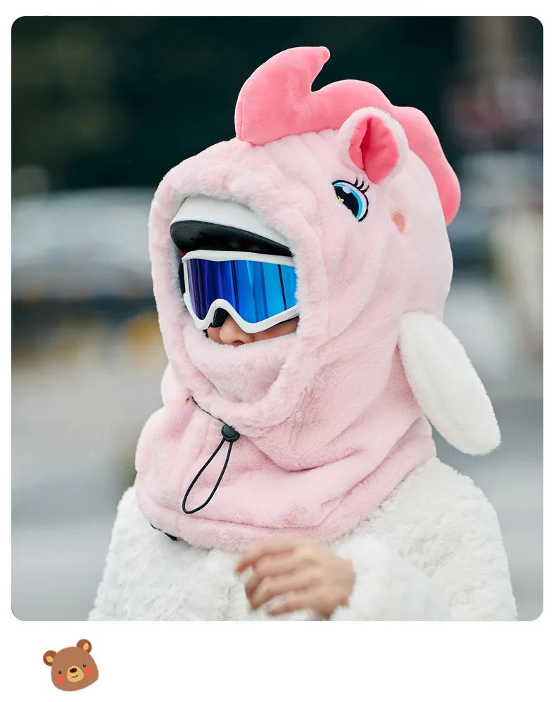 Cute Beautiful Cartoon Ski Helmet Cover Comfortable Soft Cycling Skiing Helmet Hat Lovely Winter Warm Plush Cap for Girl Women
