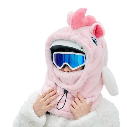 Cute Beautiful Cartoon Ski Helmet Cover Comfortable Soft Cycling Skiing Helmet Hat Lovely Winter Warm Plush Cap for Girl Women
