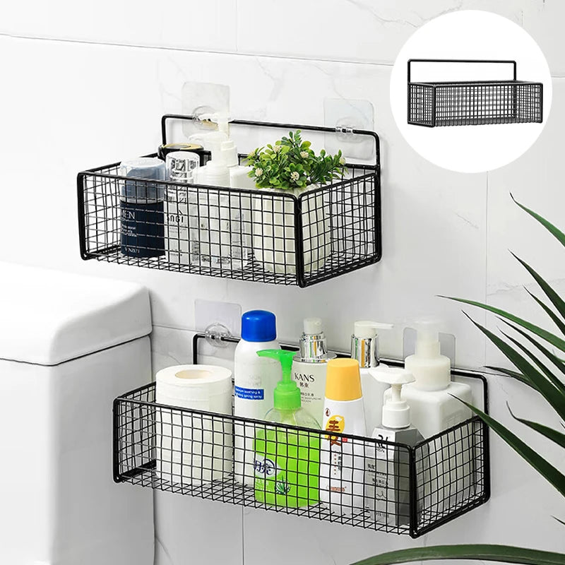 Living Room Bedroom Kitchen Storage Rack Bathroom Wall-Mounted Storage Rack (No Drilling Required)