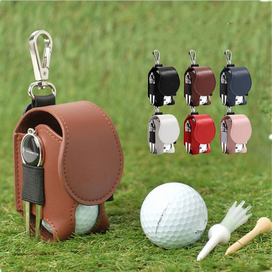 Leather Golf Ball Pouch Bag - Stylish and Practical